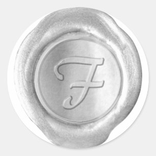 Wax Siegel Monogram - Silver - Artistic Style F - Runder Aufkleber