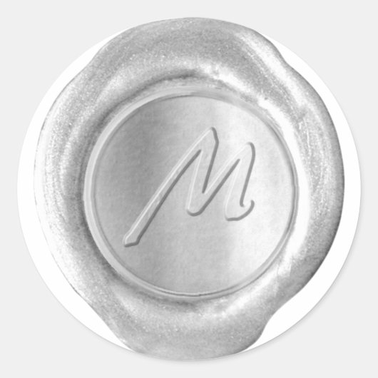 Wax Siegel Monogram - Silver - Artistic Style M - Runder Aufkleber (Vorderseite)