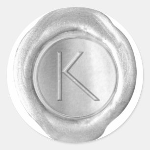 Wax Siegel Monogram - Silver - ModernSlim K - Runder Aufkleber