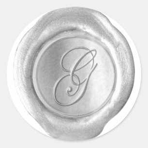 Wax Siegel Monogram - Silver - Script G - Runder Aufkleber