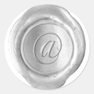 Wax Siegel Monogram - Silver - Script @ - - Runder Aufkleber
