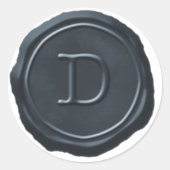 Wax Siegel Silver Blue Monogram D Initial Runder Aufkleber (Vorderseite)
