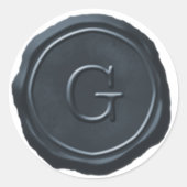 Wax Siegel Silver Blue Monogram G Initial Runder Aufkleber (Vorderseite)