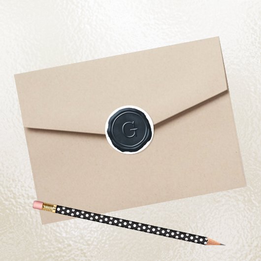 Wax Siegel Silver Blue Monogram G Initial Runder Aufkleber