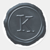 Wax Siegel Silver Blue Monogram K Initial Runder Aufkleber (Vorderseite)