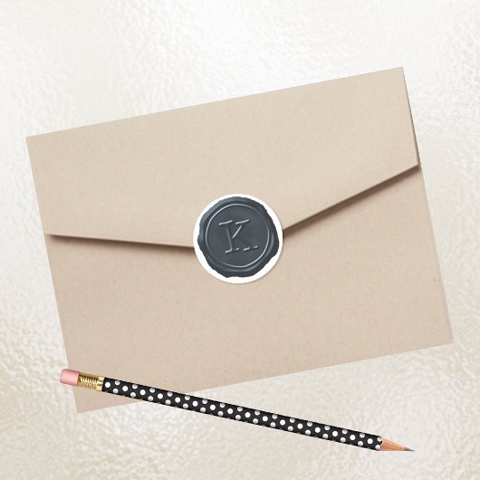 Wax Siegel Silver Blue Monogram K Initial Runder Aufkleber