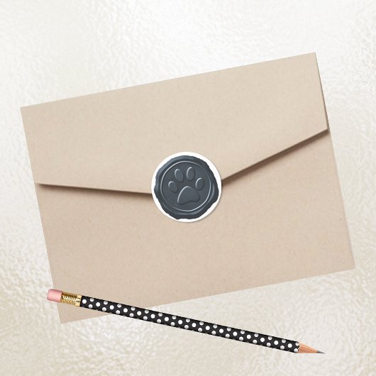 Wax Siegel Silver Blue Paw Print Pet Symbol Runder Aufkleber