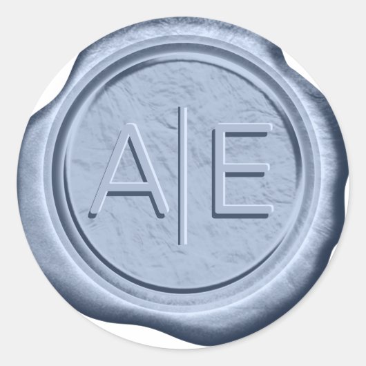 Wax Siegel Wedding Accent Initials Cadet Blue ID51 Runder Aufkleber (Vorderseite)