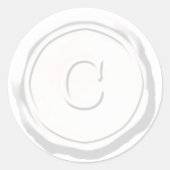 Wax Siegel White Monogram C Initial Runder Aufkleber (Vorderseite)
