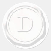 Wax Siegel White Monogram D Initial Runder Aufkleber (Vorderseite)