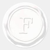 Wax Siegel White Monogram F Initial Runder Aufkleber (Vorderseite)