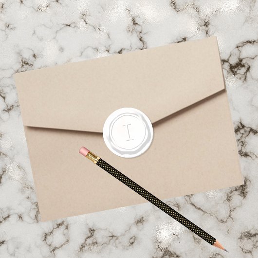 Wax Siegel White Monogram I Runder Aufkleber