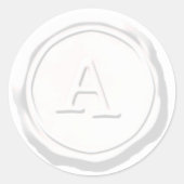 Wax Siegel White Monogram Initial Runder Aufkleber (Vorderseite)