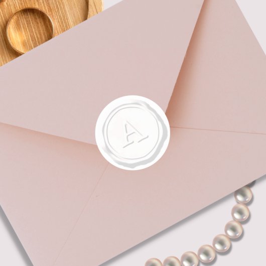 Wax Siegel White Monogram Initial Runder Aufkleber