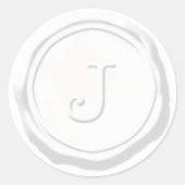 Wax Siegel White Monogram J Initial Runder Aufkleber (Vorderseite)