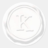 Wax Siegel White Monogram K Initial Runder Aufkleber (Vorderseite)