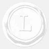 Wax Siegel White Monogram L Initial Runder Aufkleber (Vorderseite)