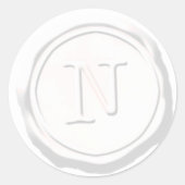 Wax Siegel White Monogram N Initial Runder Aufkleber (Vorderseite)