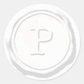 Wax Siegel White Monogram P Initial Runder Aufkleber (Vorderseite)