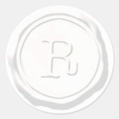 Wax Siegel White Monogram R Initial Runder Aufkleber (Vorderseite)