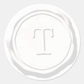 Wax Siegel White Monogram T Initial Runder Aufkleber (Vorderseite)