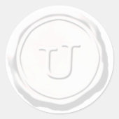 Wax Siegel White Monogram U Initial Runder Aufkleber (Vorderseite)