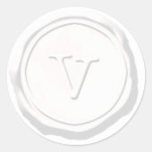 Wax Siegel White Monogram V Initial Runder Aufkleber (Vorderseite)