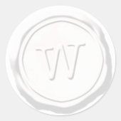 Wax Siegel White Monogram W Initial Runder Aufkleber (Vorderseite)