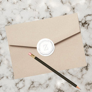 Wax Siegel White Monogram Z Initial Runder Aufkleber
