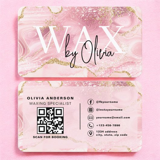 Wax Specialist Esthetician Pink QR Code Visitenkarte