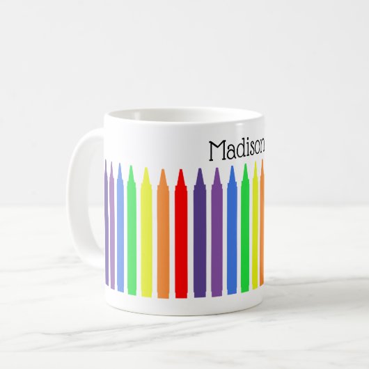 Wax Stifte in funky Regenbogenfarben, Ihr Name Kaffeetasse (Vorderseite Links)