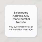 Waxchirurgische Visitenkarte Rosa Quadrat (Rückseite)