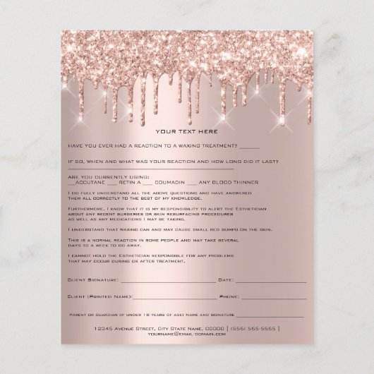 Waxe Liability Waiver Release Form Sparky Rose Flyer (Hinten)