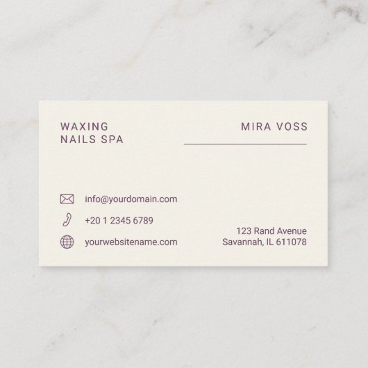 Waxen Business Cards Wellness-Center Beauty Salon Visitenkarte (Rückseite)