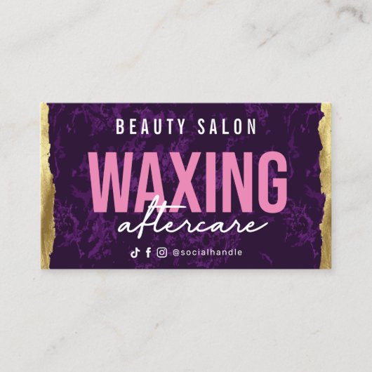 Waxen der Lila Gold-Aftercare-Karte Visitenkarte (Vorderseite)