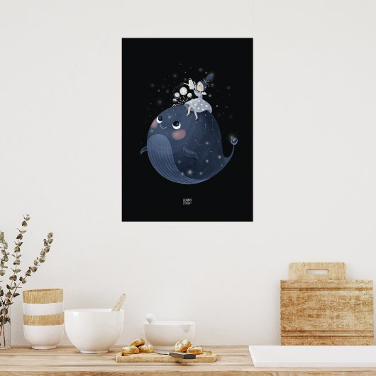 WAXING MOON WHALE von Alexandra Dikaia Poster (Küche)