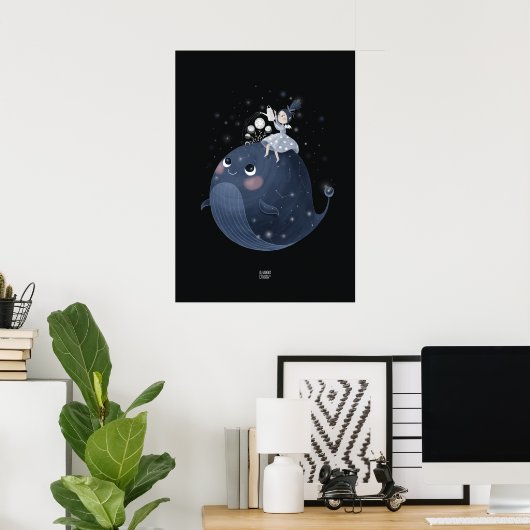 WAXING MOON WHALE von Alexandra Dikaia Poster (Heimbüro)