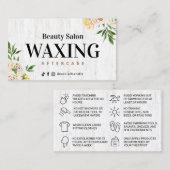 Waxing Wood Spring Aftercare Card Visitenkarte (Vorne/Hinten)