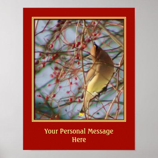 Waxwing Bird Art kreieren Ihr eigenes Personalisie Poster (Vorne)
