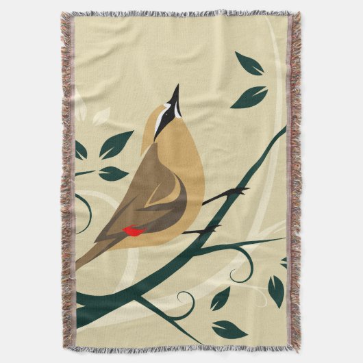 Waxwing Bird Blanket Decke (Vorderseite Vertikal)