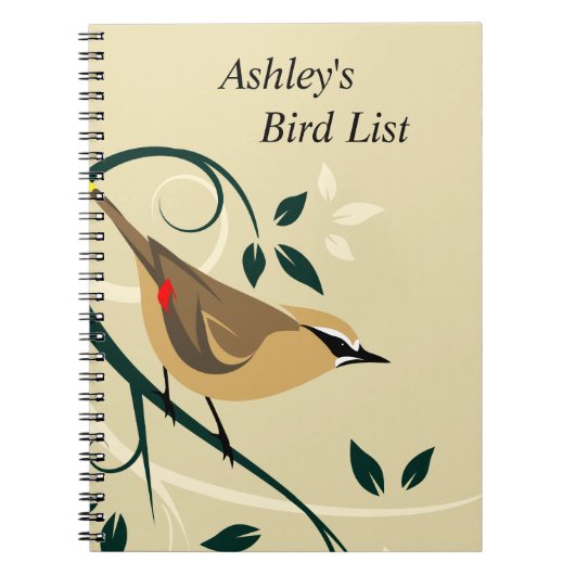 Waxwing Bird List Journal Notizblock (Vorderseite)