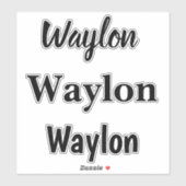 Waylon Name in kurvenreicher Schrift, Aufkleber (Blatt)