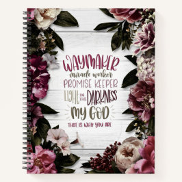 Waymaker mit violetten Blumen auf Holz Notizblock