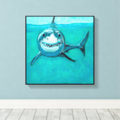 "Wayne" Der große weiße HaiDer große weiße Hai Leinwanddruck (Insitu (Holzboden))