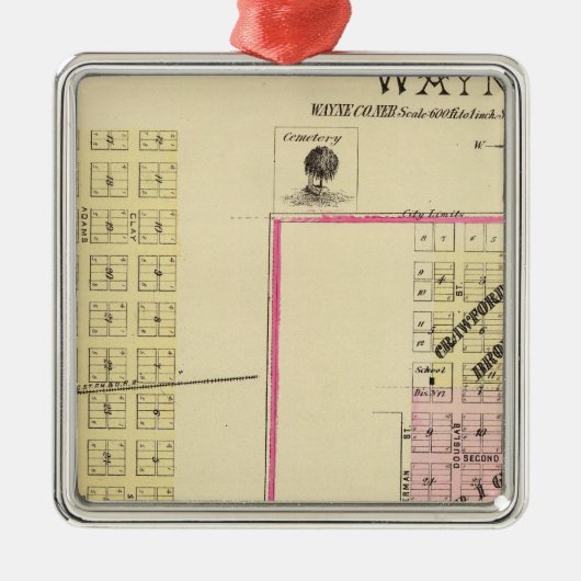 Wayne, Nebraska Silbernes Ornament (Vorne)