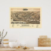 Waynesboro, VA Panorama Karte - 1891 Poster (Küche)