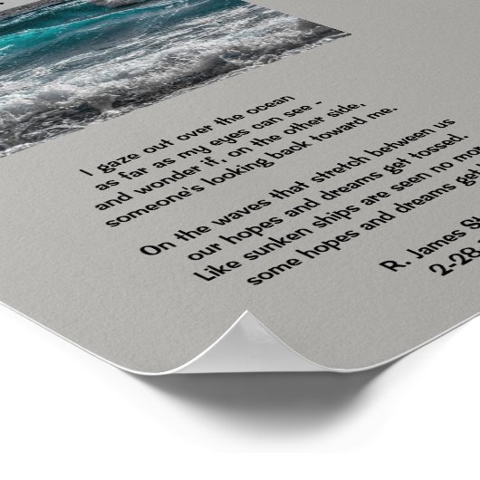 "Wayward Thoughts" Ocean Poster mit Gedicht (Ecke)