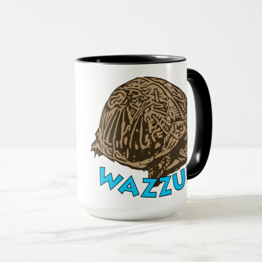 Wazzup - Black 15 oz Ringer Tasse (VorderseiteRechts)