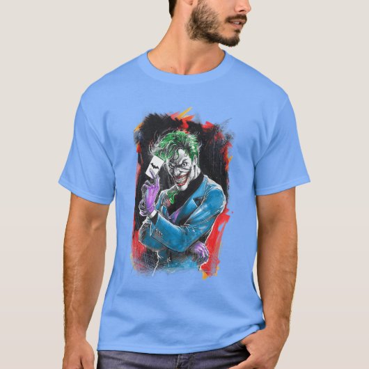WB100 DC Comics Joker Prince of Crime Flaming Card T-Shirt (Vorderseite)