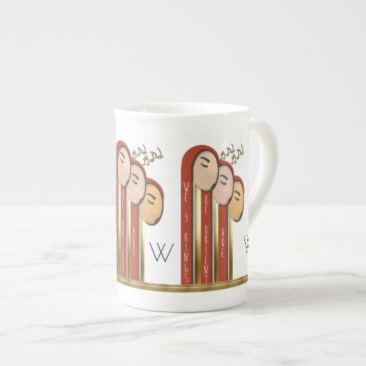 We 3 Kings - Art Deco Weihnachten Mit Monogramm Porzellantasse (Vorderseite Rechts)